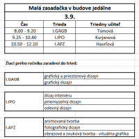 Rozvrh 3.9. - prvy rocnik